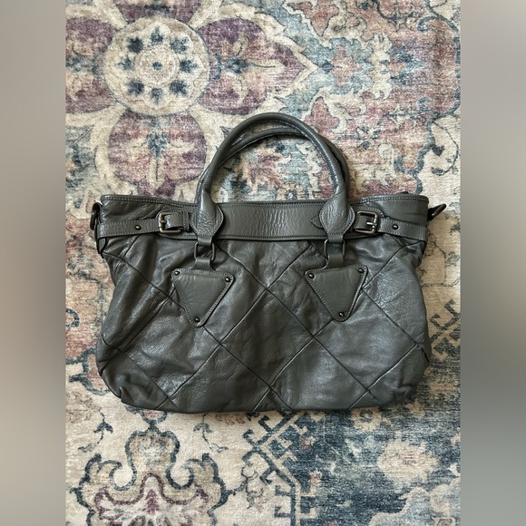 Toscani Women’s Shoulder Bag Gray Genuine Leather Made In Italy Handbag - Picture 1 of 12